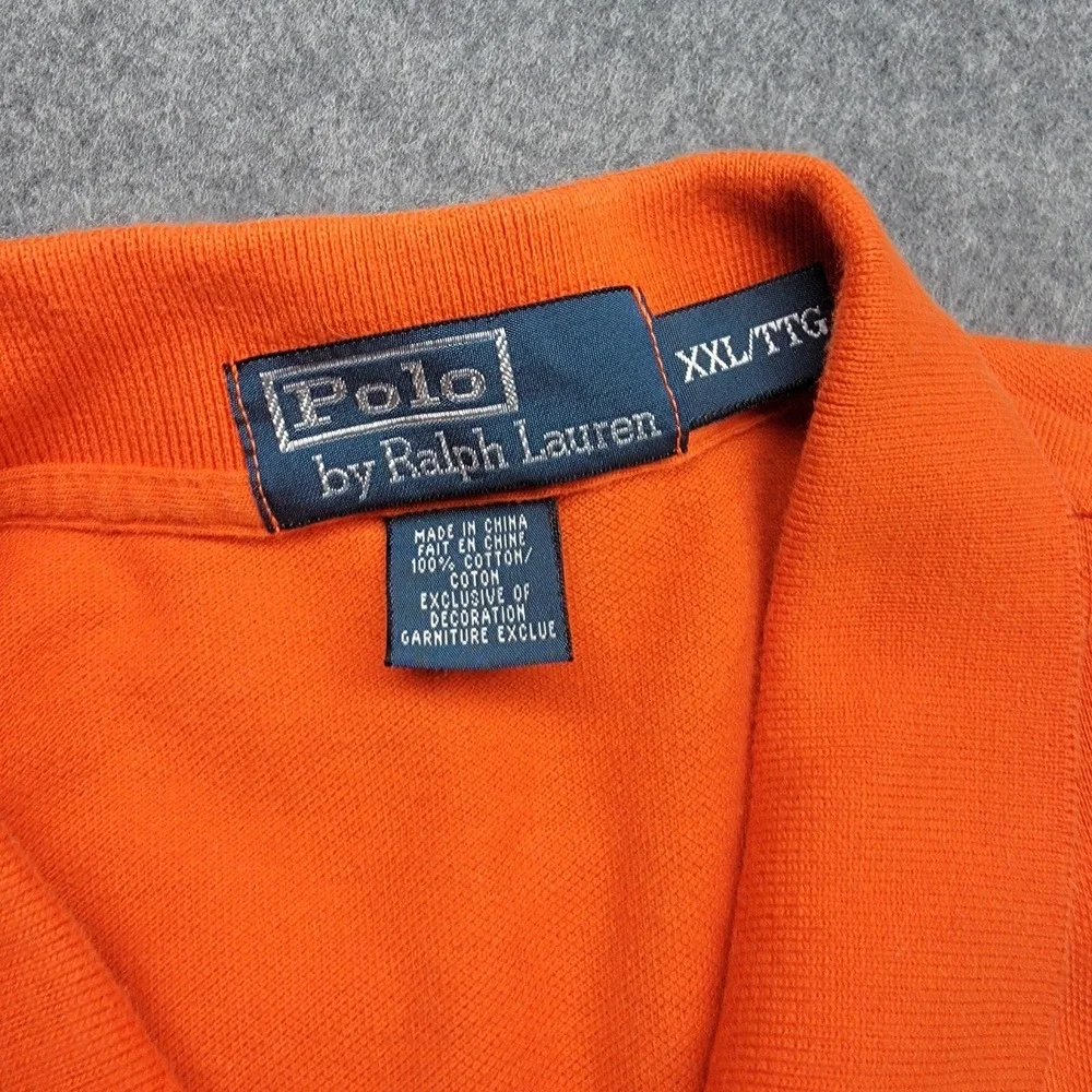 Ralph Lauren Y2K Vintage Orange Blue Pony Cotton Golf Polo Shirt Men's XXL/TTG